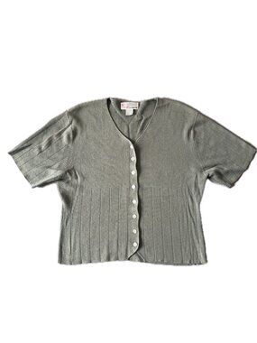 Large, short-sleeve sage green sweater